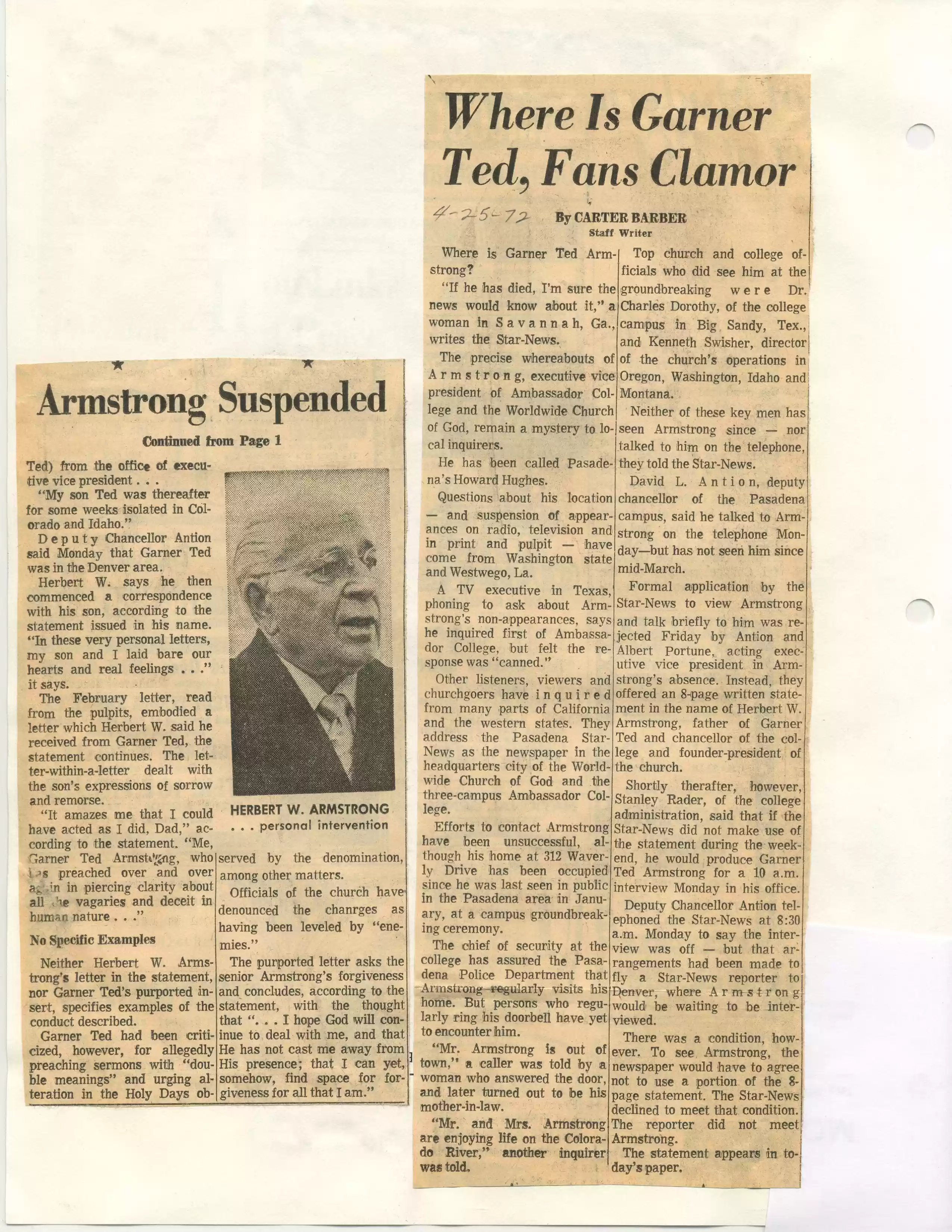 2. Pasadena Star News, 4-25-72